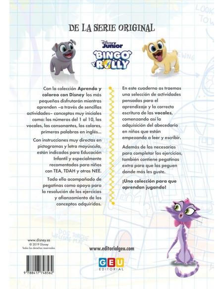 Aprendo y coloreo con Disney. Bingo y Rolly. Las vocales: a, e, i, o, u Aprendo y coloreo con Disney. Bingo y Rolly. Las vocales: a, e, i, o, u