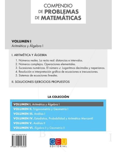 Compendio de problemas de matemáticas I. Aritmética y Álgebra · Bachillerato