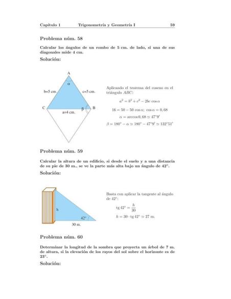 Compendio de problemas de matemáticas II. Trigonometría y Geometría I · Bachillerato