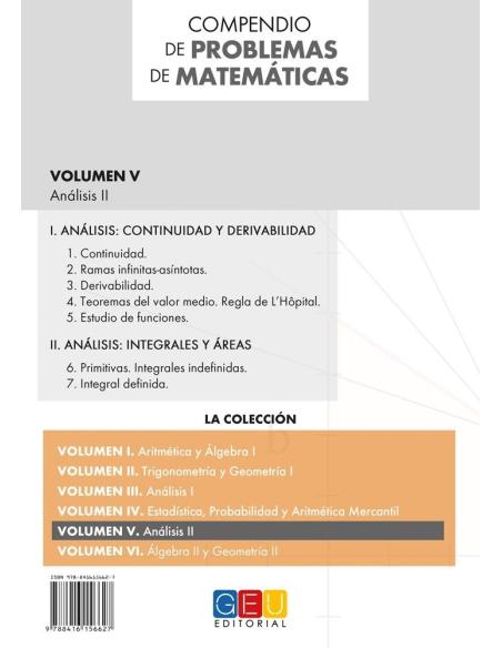 Compendio de problemas de matemáticas V. Análisis II · Bachillerato Compendio de problemas de matemáticas V. Análisis II · Bachillerato