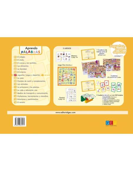 Aprendo palabras. Unidad 7: Juegos, juguetes y deportes Aprendo palabras. Unidad 7: Juegos, juguetes y deportes
