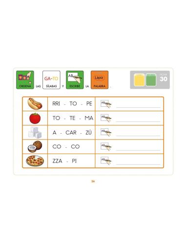 Método de lectoescritura visual 3: Los alimentos 1