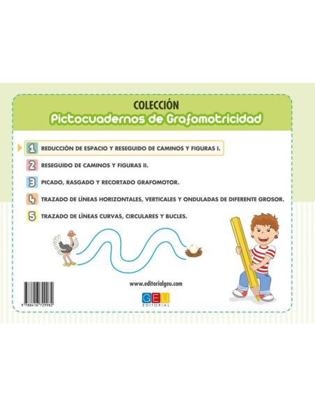Pictocuaderno de grafomotricidad 1: Reducción de espacio y reseguido de caminos y figuras I Pictocuaderno de grafomotricidad 1: Reducción de espacio y reseguido de caminos y figuras I