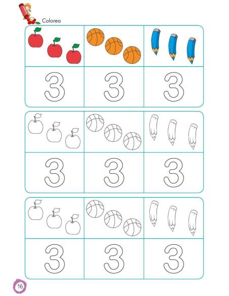Aprendo y coloreo. Números del 1 al 9 · Numbers from 1 to 9 (español-inglés)