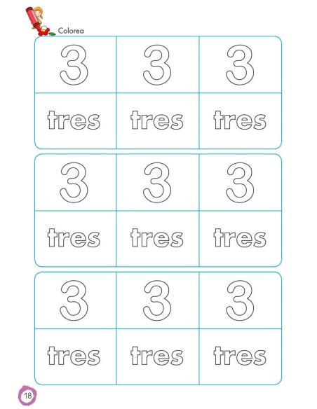 Aprendo y coloreo. Números del 1 al 9 · Numbers from 1 to 9 (español-inglés)