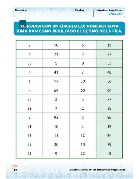 Estimulación de las funciones cognitivas. Nivel 1. Cuaderno 2: Cálculo Estimulación de las funciones cognitivas. Nivel 1. Cuaderno 2: Cálculo