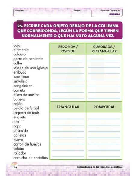Estimulación de las funciones cognitivas. Nivel 1. Cuaderno 3: Gnosias Estimulación de las funciones cognitivas. Nivel 1. Cuaderno 3: Gnosias