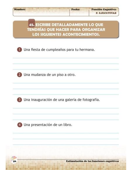 Estimulación de las funciones cognitivas. Nivel 1. Cuaderno 10: Funciones ejecutivas Estimulación de las funciones cognitivas. Nivel 1. Cuaderno 10: Funciones ejecutivas