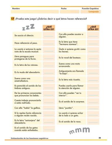 Estimulación de las funciones cognitivas. Nivel adultos. Cuaderno 1: Lenguaje