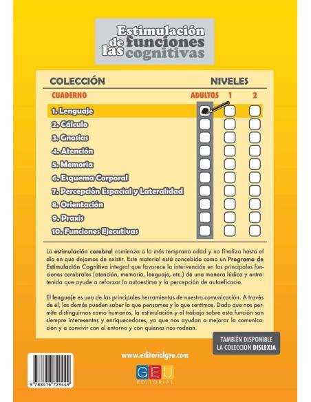Estimulación de las funciones cognitivas. Nivel adultos. Cuaderno 1: Lenguaje Estimulación de las funciones cognitivas. Nivel adultos. Cuaderno 1: Lenguaje