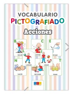 Vocabulario pictografiado: Acciones · Carpeta con láminas y tarjetas