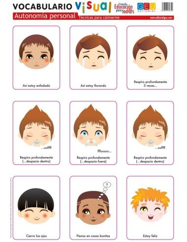 Lámina de vocabulario visual. Autonomía personal: Técnicas para calmarme Lámina de vocabulario visual. Autonomía personal: Técnicas para calmarme