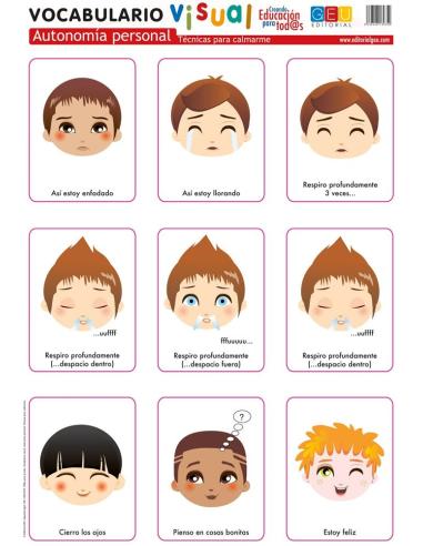 Lámina de vocabulario visual. Autonomía personal: Técnicas para calmarme · Formato A4 Lámina de vocabulario visual. Autonomía personal: Técnicas para calmarme · Formato A4