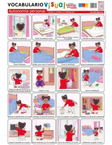 Lámina de vocabulario visual. Autonomía personal: Limpio y ordeno mi habitación Lámina de vocabulario visual. Autonomía personal: Limpio y ordeno mi habitación