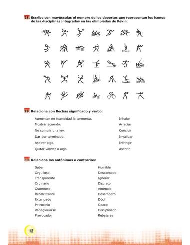 Palabras. Expresión y vocabulario · Nivel 2. Cuaderno 8: Los deportes y el juego