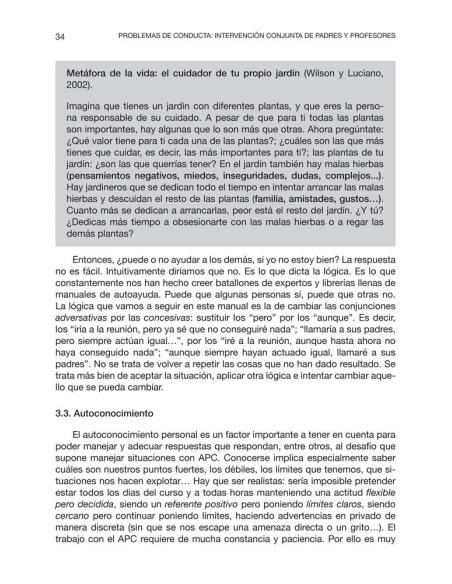 Problemas de conducta: Intervención conjunta de padres y profesores Problemas de conducta: Intervención conjunta de padres y profesores