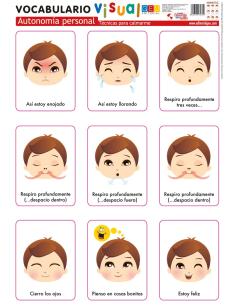 Lámina de vocabulario visual. Autonomía personal: Técnicas para calmarme