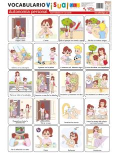 Lámina de vocabulario visual. Autonomía personal: Actividades en la tarde
