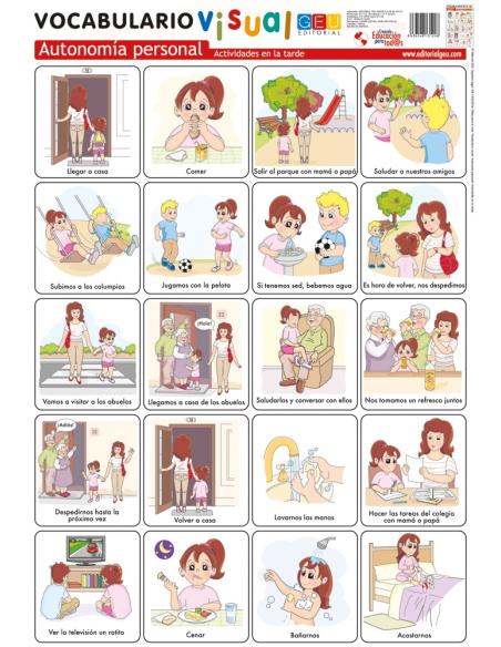 Lámina de vocabulario visual. Autonomía personal: Actividades en la tarde Lámina de vocabulario visual. Autonomía personal: Actividades en la tarde