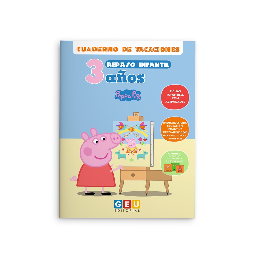 Cuaderno de vacaciones de repaso infantil de 3 años Peppa Pig