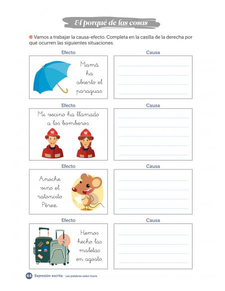 Expresión escrita. Las palabras salen fuera