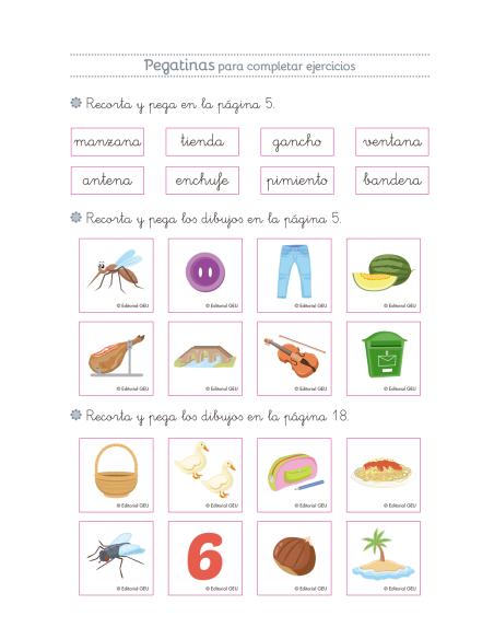 Lecturas comprensivas 3. Leo sílabas inversas. Pauta cuadrícula