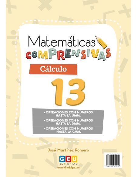 Cuaderno de Refuerzo de Matemáticas comprensivas. Números y Cálculo 13