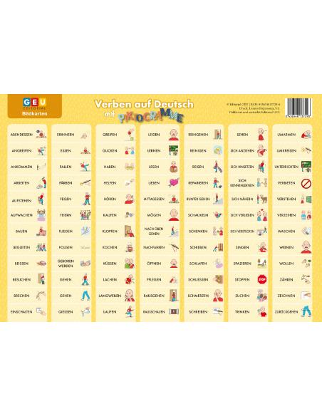 Verbe auf deutsch mit piktogramme. (Verbos en alemán)