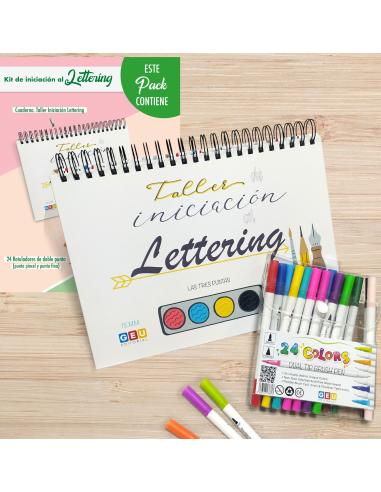 Pack rotuladores y cuaderno de lettering