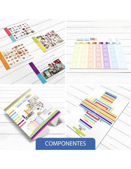 Planificador visual semanal con imagen real y velcro adhesivo