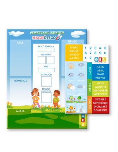 Calendario magnético infantil Montessori, Niños +5, Calendario educativo de pared