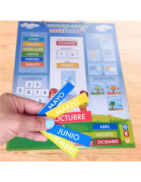Calendario magnético infantil Montessori, Niños +5, Calendario educativo de pared