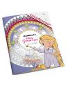 cuaderno de mandalas de princesas Disney junto a 12 colores acuarelables para colorear
