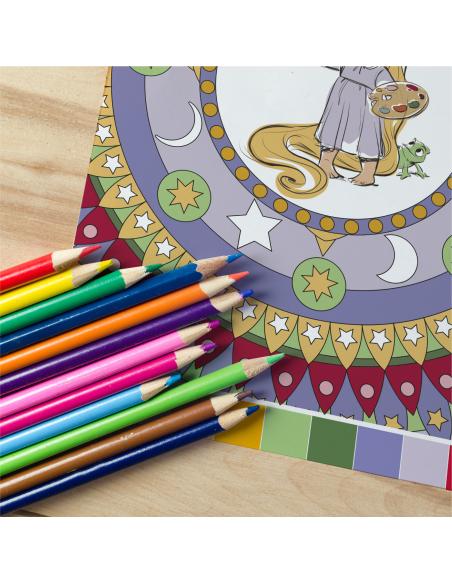 Princesas Disney. Mandalas para colorear más set de 12 colores  para pintar. Cuaderno en A4 con dibujos de princesas para pintar
