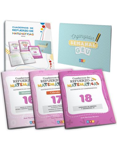 Repaso Matemáticas 6 Primaria | Matemáticas Comprensivas - Refuerzo de Matemáticas | Pack Cuadernos 16, 17 y 18 - Editorial GEU