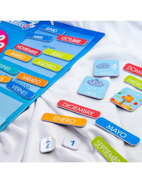Calendario reloj magnético infantil.