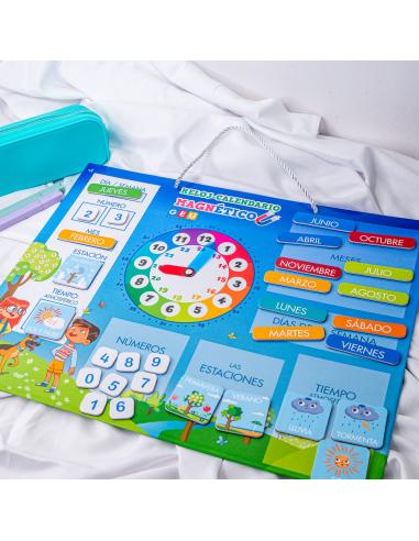 Calendario reloj magnético infantil.