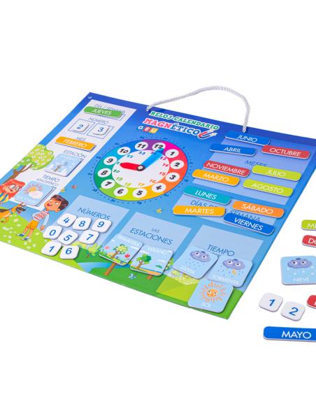 Calendario reloj magnético infantil.