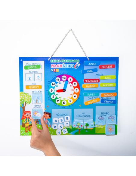 Calendario reloj magnético infantil.