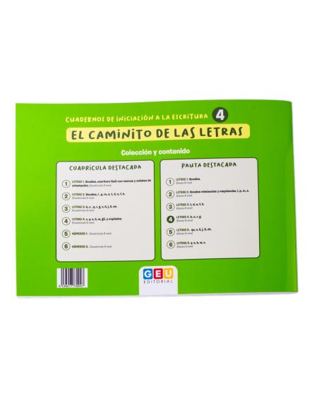 El caminito de las letras · Cuaderno 4 · Pauta destacada 6 mm