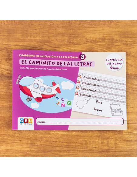 El caminito de las letras · Cuaderno 3 · Cuadrícula destacada 6 mm