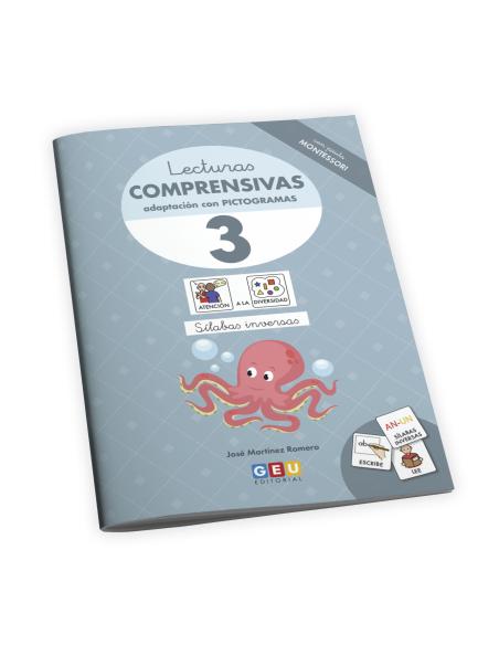 Lecturas comprensivas 3. Sílabas Inversas. Adaptación con pictogramas pauta montessori