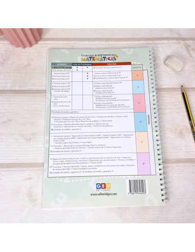 Cuaderno de refuerzo con matemáticas, números...