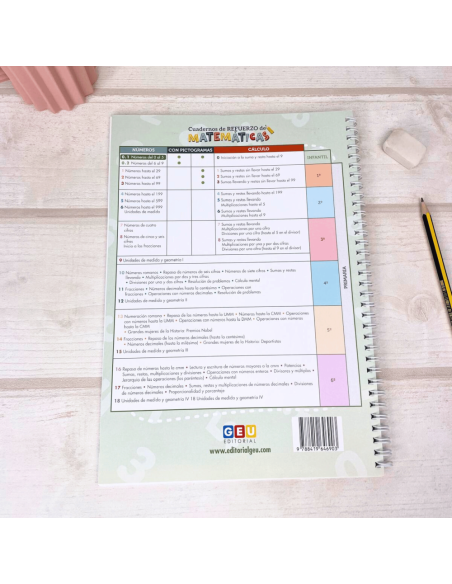 Cuaderno de refuerzo con matemáticas, números 0.1 adaptación con pictogramas