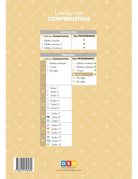 Lecturas Comprensivas 5 b - Frases. Adaptación con pictogramas
