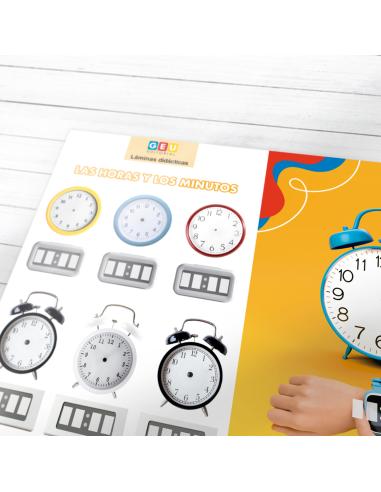 Láminas didácticas. Las horas y los minutos