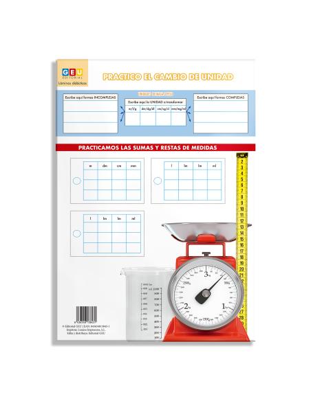 Lámina Educativa: Practico el cambio de unidad