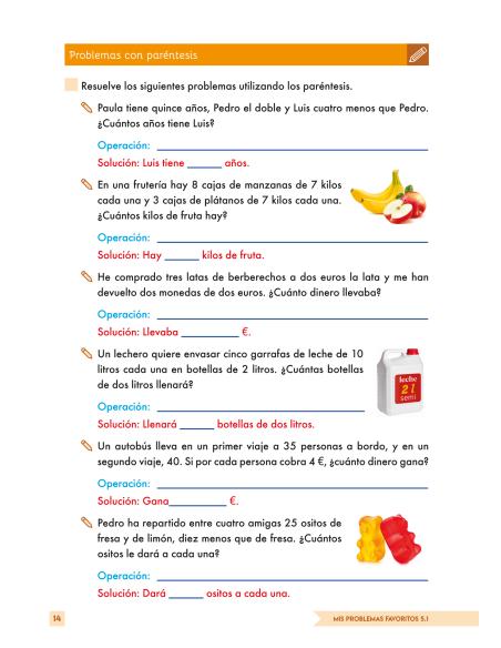 Mis Problemas Favoritos 5.1 - Tres Operaciones: Sumas, Restas, Multiplicaciones y/o Divisiones