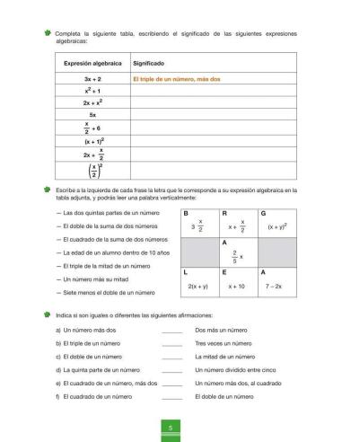 Cuaderno de aprendizaje y refuerzo 1.2: Álgebra