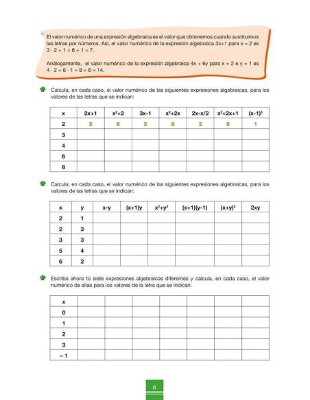Cuaderno de aprendizaje y refuerzo 1.2: Álgebra